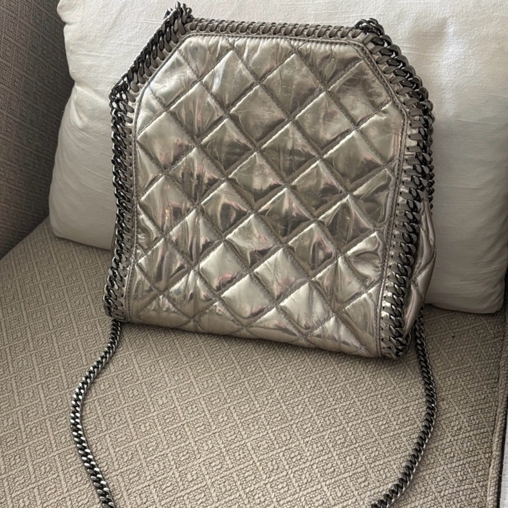 Stella McCartney Silver Quilted Chain Shoulder Bag